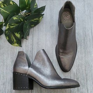 Vince Camuto gray Petran leather heeled booties